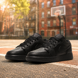 Air Jordan 1 Low Tumbled Leather Black (GS)