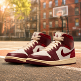 Air Jordan 1 Mid SE Tiki Leaf Team Red (W)