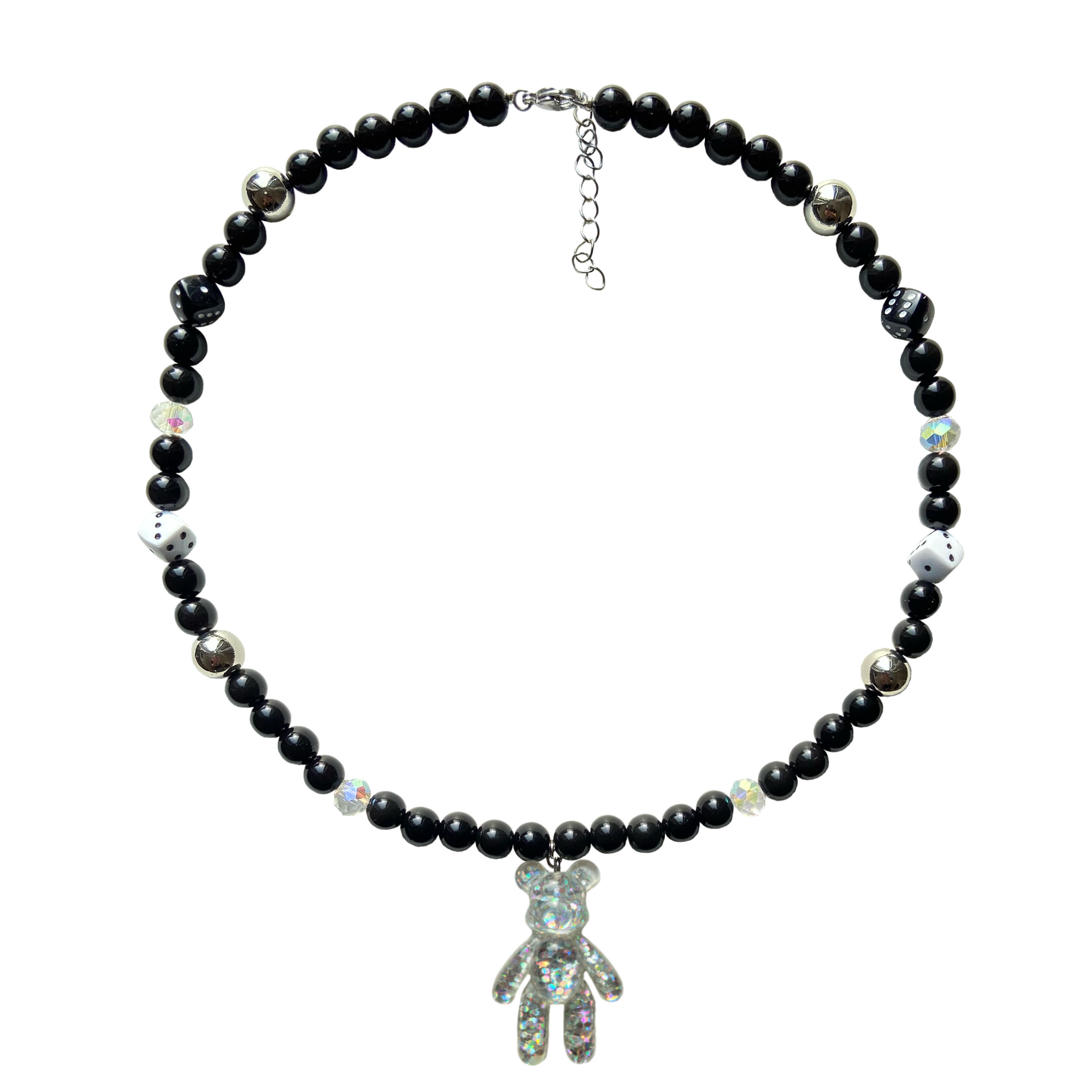 Holo Bear with black beads